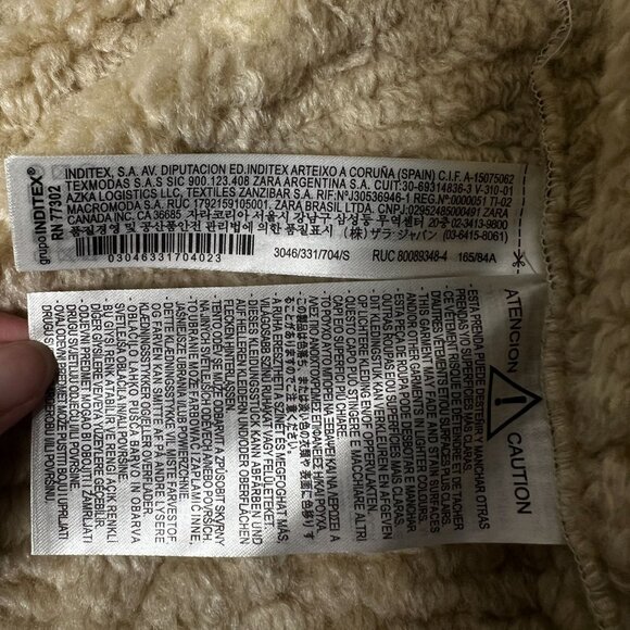 Zara Double Faced Coat Boxy Patch Pockets Faux Sherpa Faux Suede Brown S - Picture 12 of 16